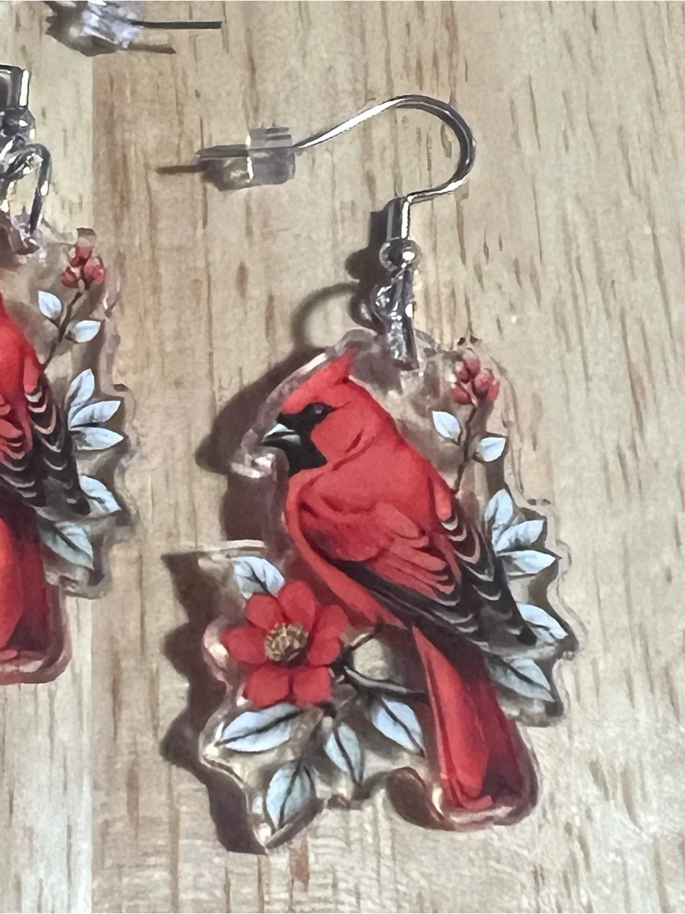 Red Cardinal Bird Earrings E209